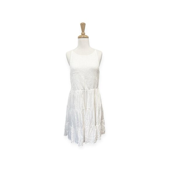 Daisies White Smocked Mini Dress Size L Large - Picture 1 of 8